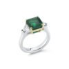 2.94 carat Cushion cut Emerald and Trillion cut Diamond Ring in Platinum - Image 3