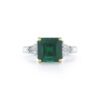 2.94 carat Cushion cut Emerald and Trillion cut Diamond Ring in Platinum - Image 2