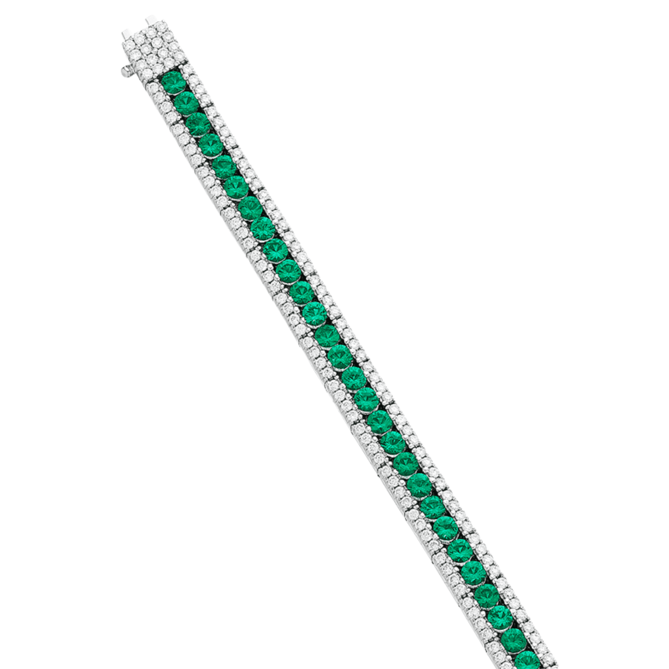 3.72 carat Emerald and 1.84 carat Diamond Bracelet in White Gold - Image 4