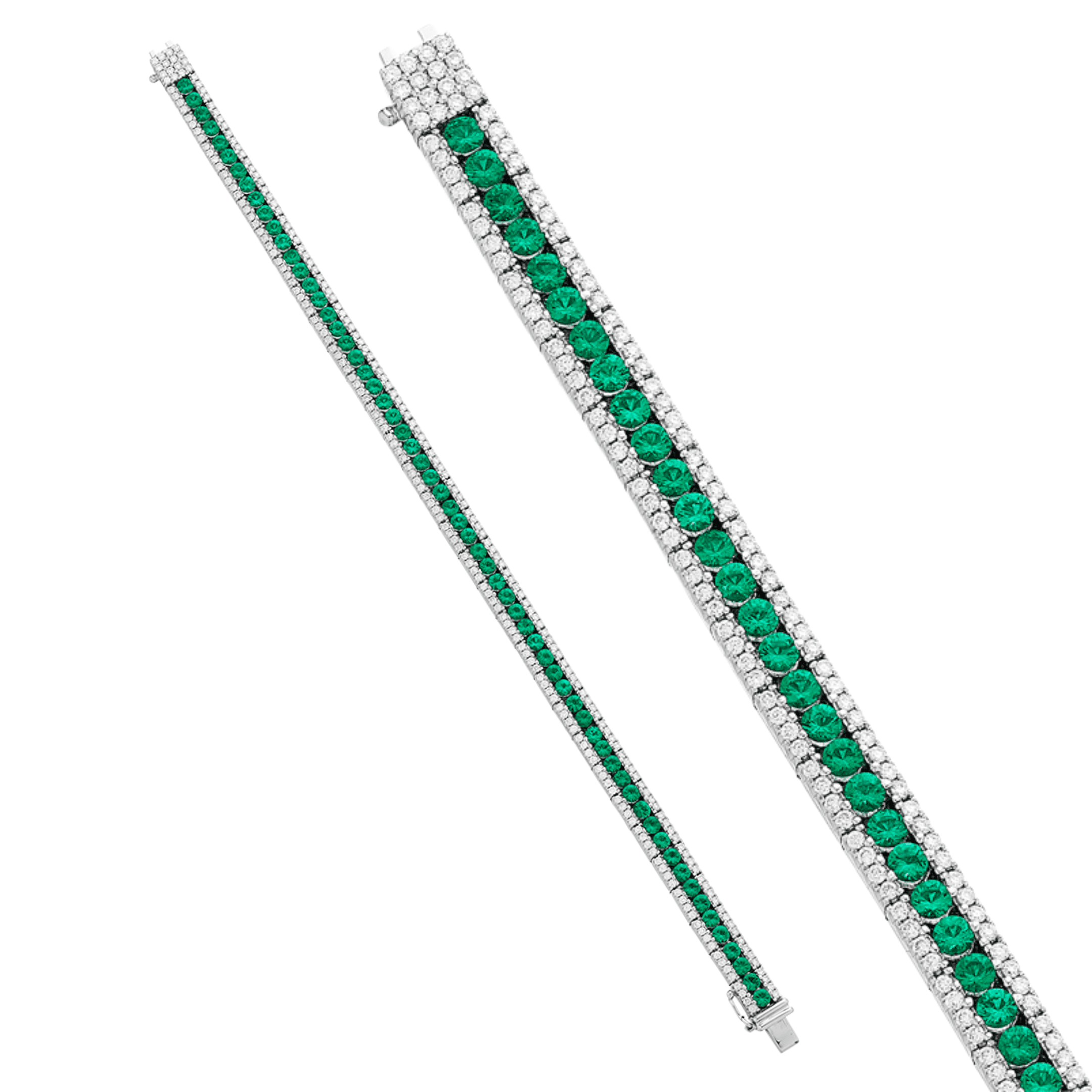 3.72 carat Emerald and 1.84 carat Diamond Bracelet in White Gold - Image 3