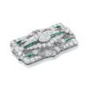 Art Deco Diamond & Emerald Brooch in Platinum - Estate - Image 3