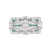 Art Deco Diamond & Emerald Brooch in Platinum - Estate - Image 2