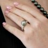 Black South Sea Pearl and Diamond Ring in White Gold - 11.00mm - Image 3