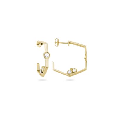 Chicago Classic Diamond Hoop Earrings in Yellow Gold - Medium Model