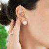 White South Sea Pearl and 1.66 Carat Diamond Stud Earrings in White Gold - 11.00mm - Image 3