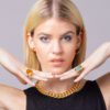 Citrine Square Ring with Diamonds in Rose Gold - Image 4