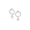 White Akoya Pearl and Diamond Hoop Earrings - 7.00mm - Image 2
