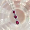 1.08 Carat Ruby and Diamond Halo Pendant in White Gold - Image 3