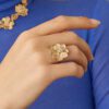 Petali Yellow Gold and Diamond Small Flower Ring - Image 3
