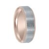 Two Tone Satin Center with Bevelled Edge in White and Rose Gold Wedding Band (7.0mm) - Image 4