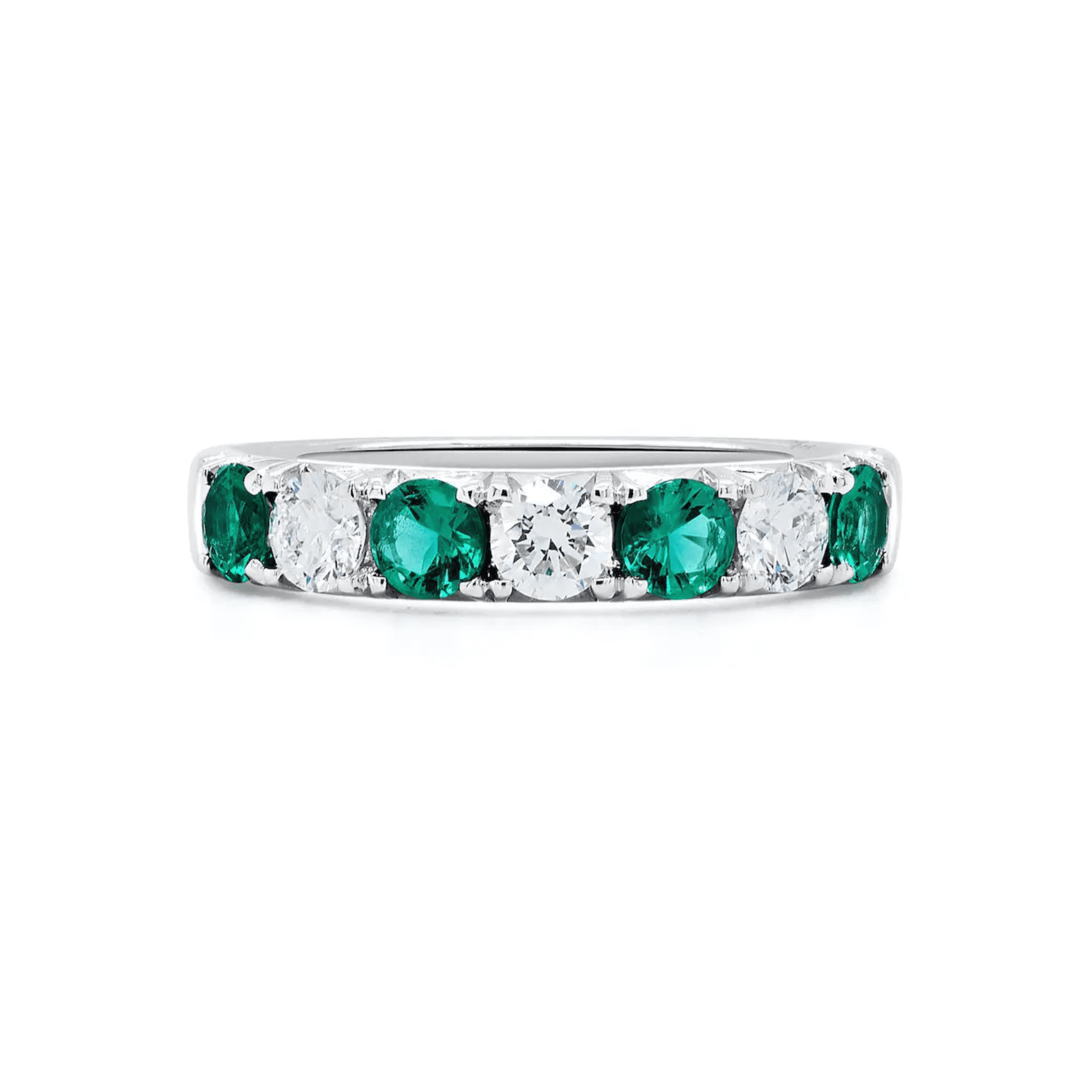 Alternating Emerald 0.64 Carats and Diamond 0.51 Carats Ring in White Gold - Image 3