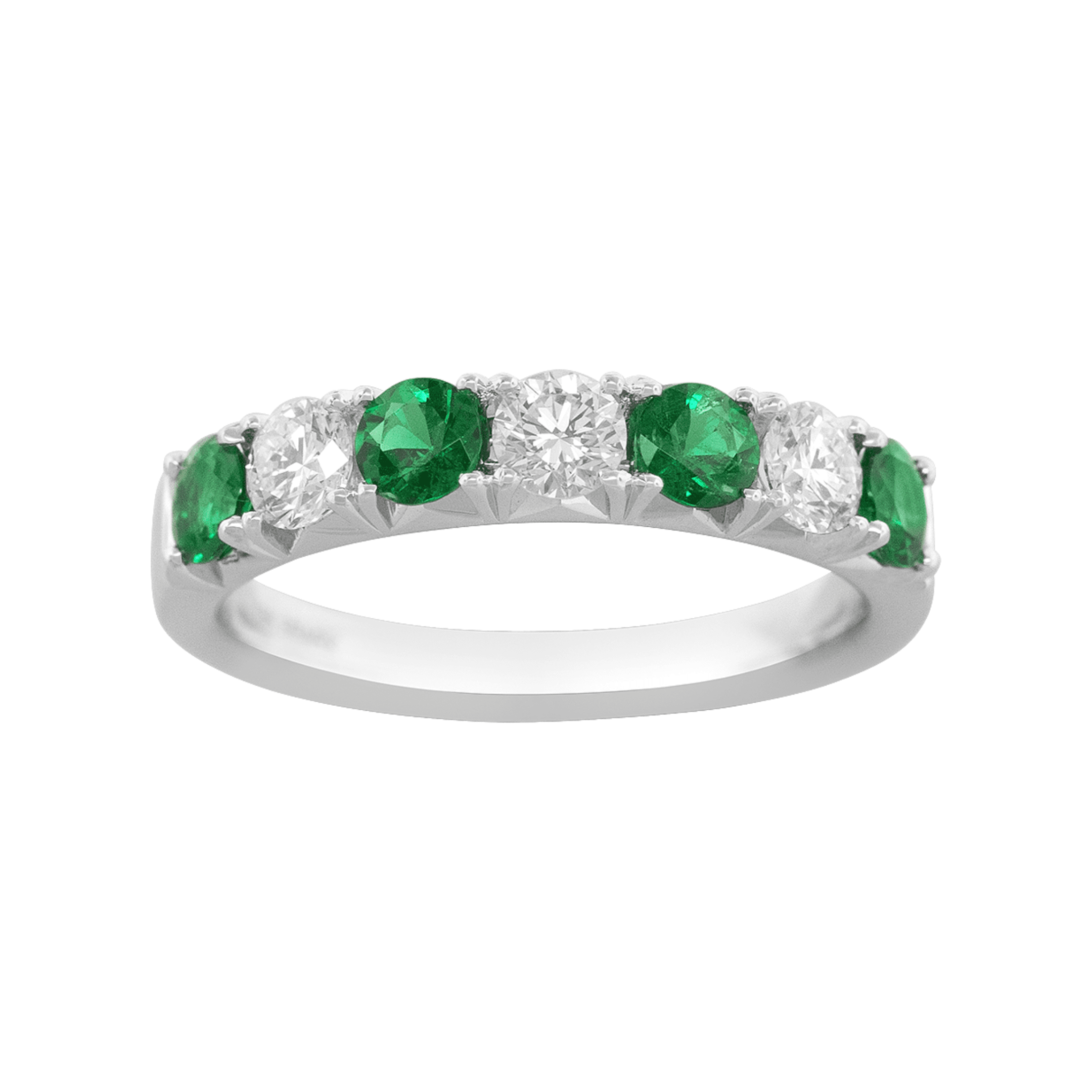 Alternating Emerald 0.64 Carats and Diamond 0.51 Carats Ring in White Gold - Image 2