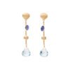Paradise Iolite and Blue Topaz Single Strand Earrings in Yellow Gold - Image 2