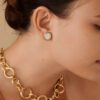 Jaipur Mother of Pearl Large Stud in Yellow Gold - Image 5