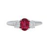 0.82 Carat Ruby and 0.42 Carat Oval Diamonds Ring in Platinum - Image 2