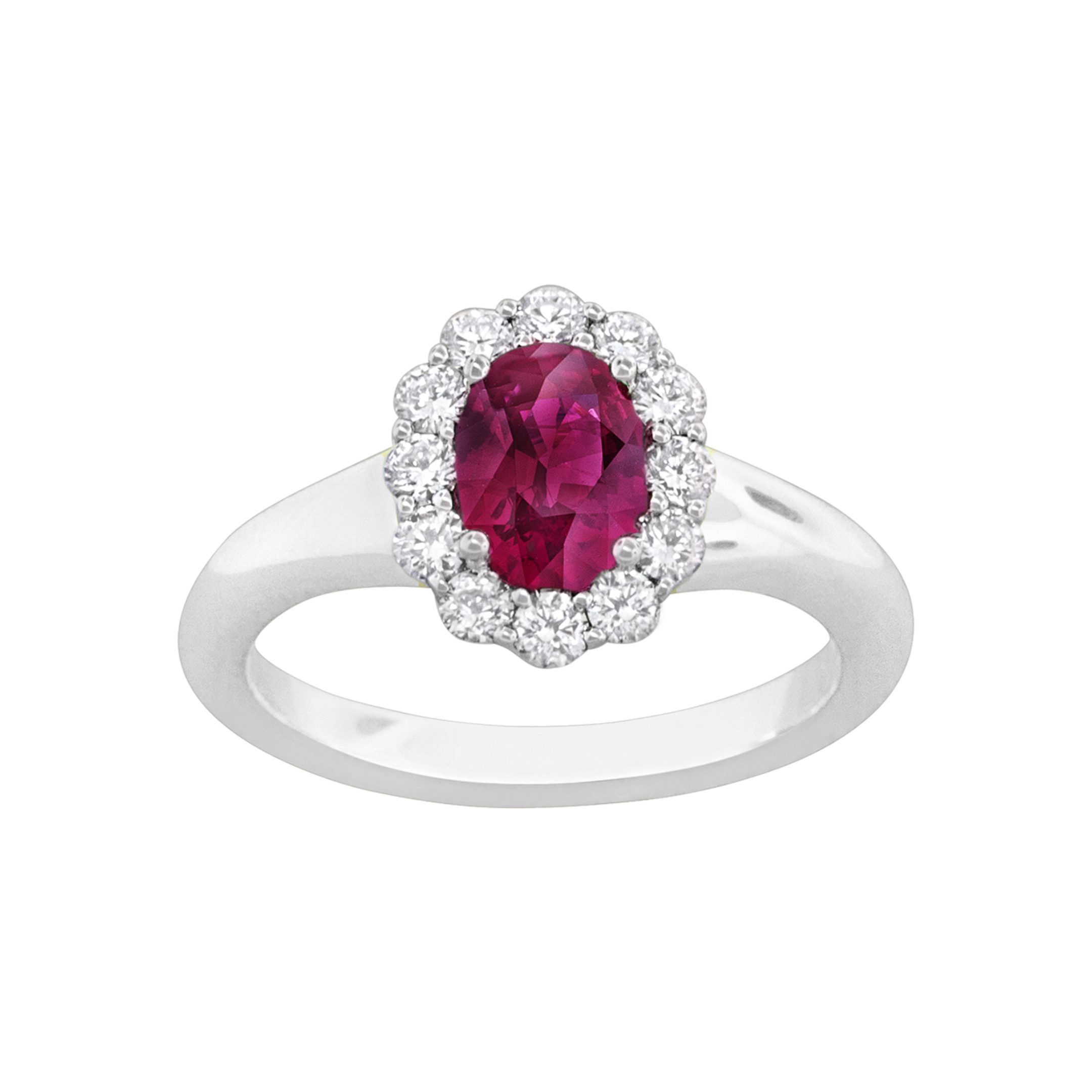 Oval Ruby 0.82 Carats & Diamond 0.42 Carats Ring in White Gold - Image 2