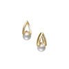M Collection Akoya Cultured A+ Pearl and Diamond Drop Earrings in Yellow Gold - Image 2