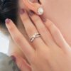 Cluster Akoya Cultured A+ Pearl and Diamond Ring in White Gold - 5-3mm - Image 4