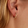 Colors of Love Multi Colored Gemstone Fluted Hoop Earrings in Yellow Gold - Image 5