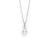Akoya Cultured A+ Pearl and Diamond Drop Pendant in White Gold - 8.5mm - Image 2