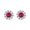 0.60 Carats Ruby with 0.40 Carats Diamond Halo Stud Earrings in White Gold - Image 4