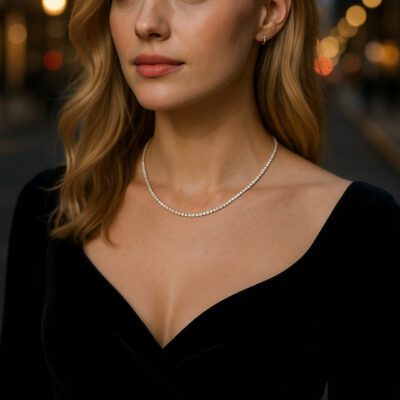 7.20 Carat Diamond Tennis Necklace in Yellow Gold