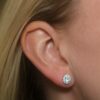 0.82 Carat Oval Diamond Halo Stud Earrings in White Gold - Image 3