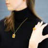 21.47 Carat Emerald-cut Citrine Halo Pendant in Yellow Gold - Image 6