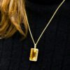 21.47 Carat Emerald-cut Citrine Halo Pendant in Yellow Gold - Image 7