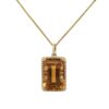 21.47 Carat Emerald-cut Citrine Halo Pendant in Yellow Gold - Image 4