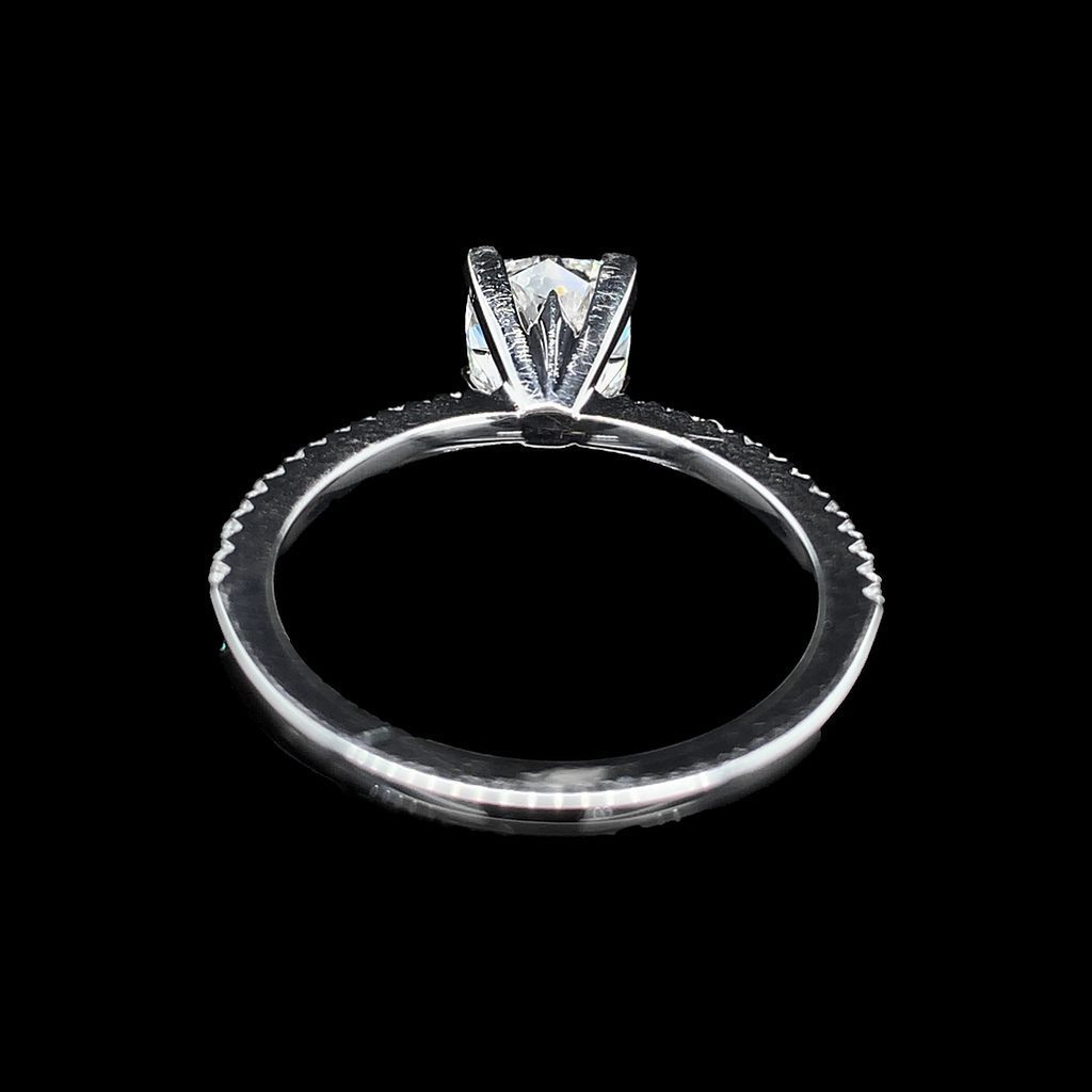 Pavé set Cushion-cut Diamond Engagement Ring in White Gold