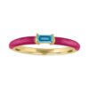 The Eloise Aquamarine Fuchsia Enamel Ring in Yellow Gold - Image 2