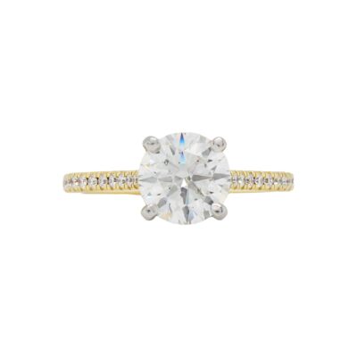 Pavé Collection - Round Brilliant-cut Diamond Ring in Yellow Gold