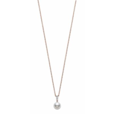 White South Sea Cultured Pearl with 0.24 Carats Diamond Drop Pendant in Rose Gold - 10mm