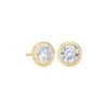 0.30 Carat Round Brilliant-cut Diamond Bezel-set Stud Earrings in Yellow Gold - Image 2