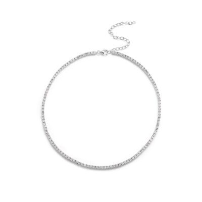 2.55 Carat Diamond Tennis Necklace with Chain in White Gold