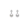 Akoya Cultured A+ Pearl Drop Earrings with Diamond Cluster in White Gold - Image 2