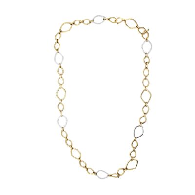 2.45 Carats Diamond Gallet Necklace in White & Yellow Gold - 36 Inches