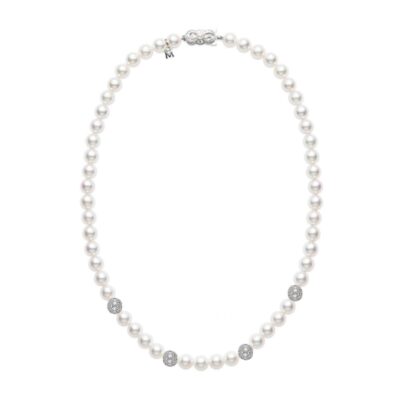 Mikimoto A+ Pearl Strand with Diamond Pave in White Gold