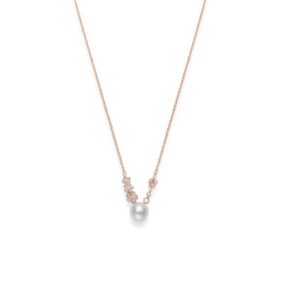Mikimoto Cherry Blossom A+ Pearl Pendant with 0.53 carats Diamonds in Rose Gold - 12mm