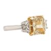 Three-Stone Collection - Radiant-cut Fancy Deep Yellow Diamond with Trapezoid Side Stones in Platinum - Image 3