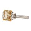Three-Stone Collection - Radiant-cut Fancy Deep Yellow Diamond with Trapezoid Side Stones in Platinum - Image 7