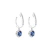 2.51 Carat Sapphire & 0.48 Carat Diamond Drop Halo Earrings in White Gold - Image 3
