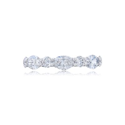 Round Brilliant and Marquise Cut Diamond Wedding Band in Platinum