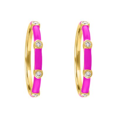 "The Ava" 0.15 Carat Neon Pink Huggie in Yellow Gold
