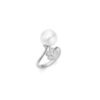 White South Sea Cultured A+ Pearl & Diamond Flower Bypass Ring in White Gold - 11mm - Image 2