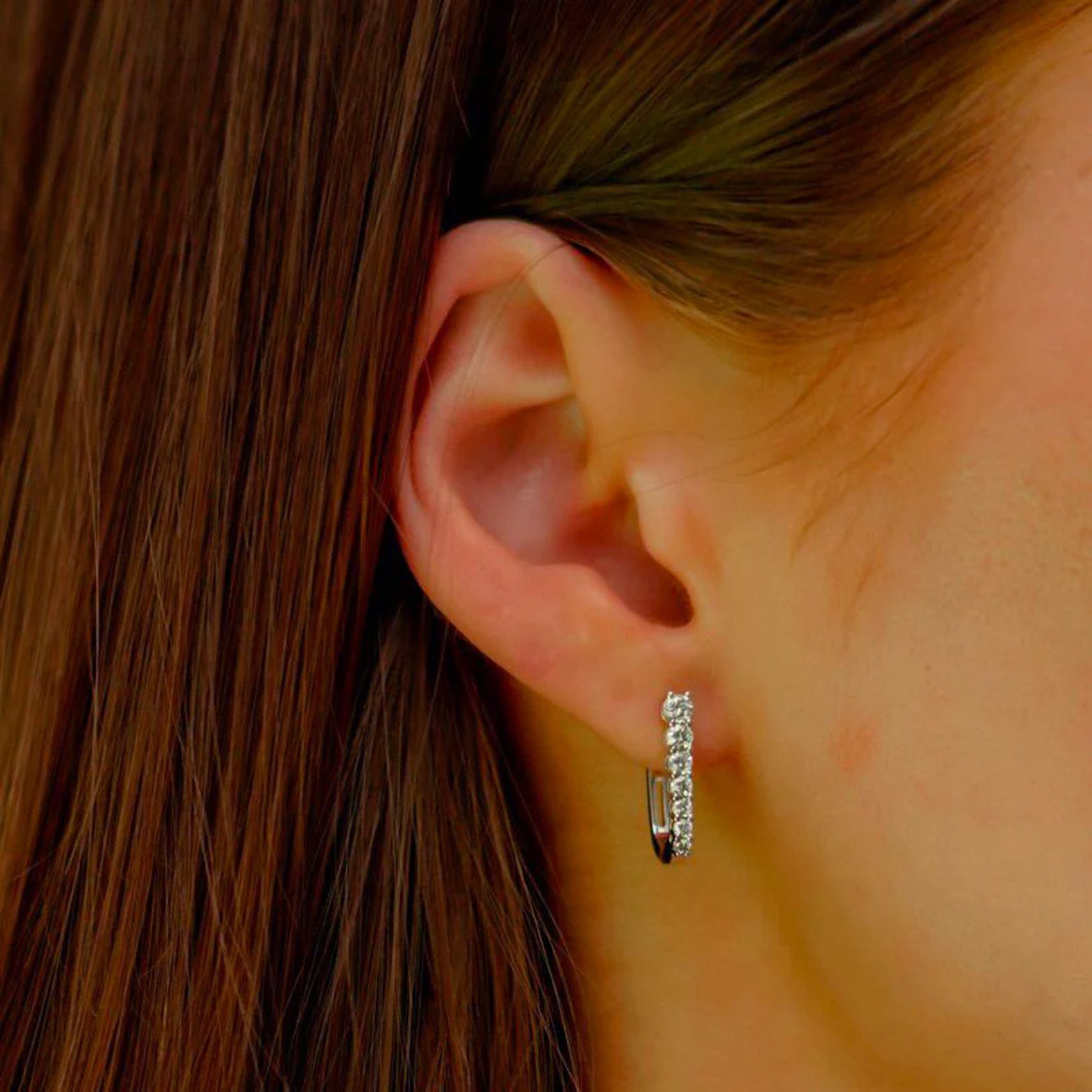 Dana Rebecca Ava Bea Graduating Diamond U Hoops in White Gold