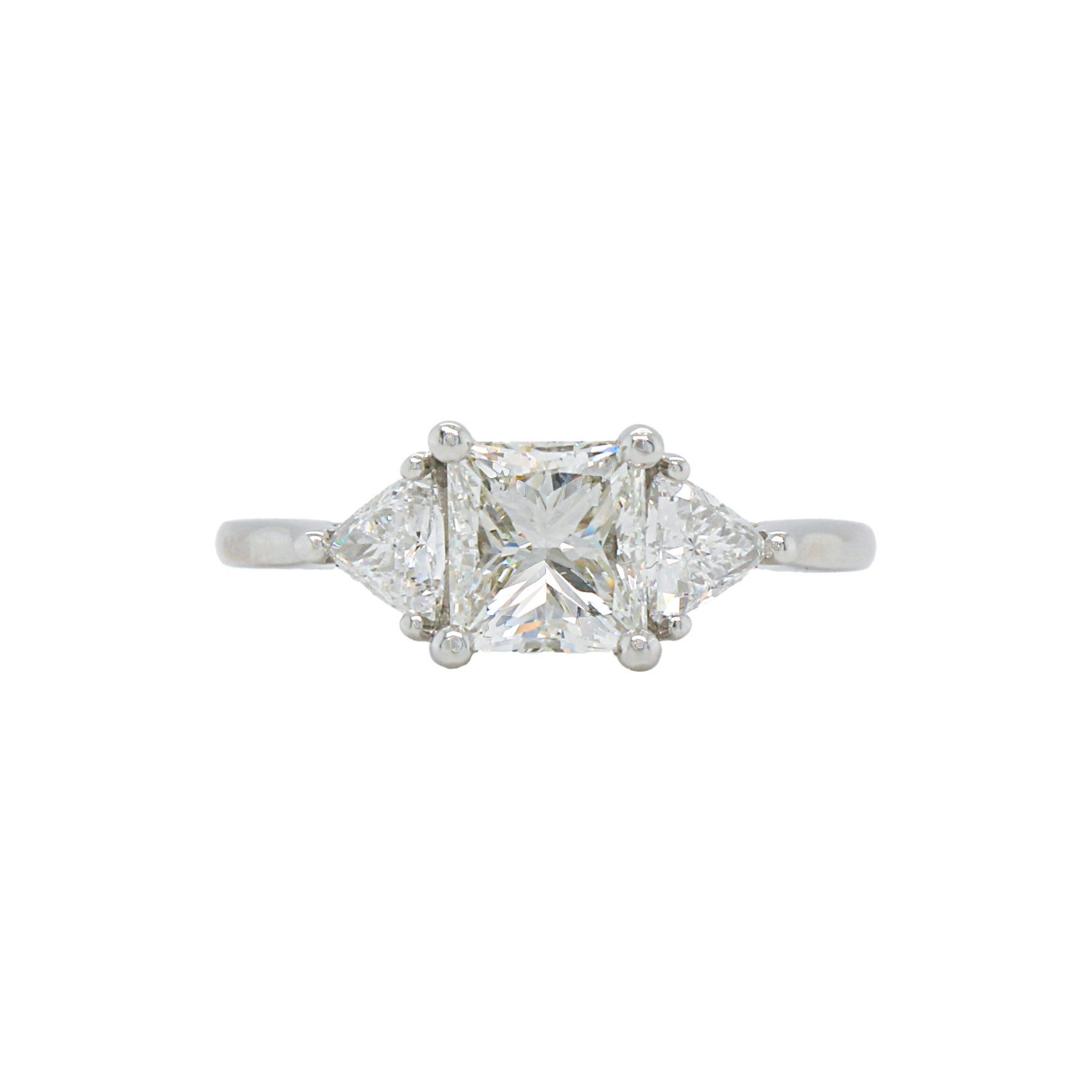 1.88 Ct Princess Cut Diamond Engagement Ring W/ Trillion Cut Side Diamonds,  Princess Cut Diamond Ring, Halo Engagement Ring, 14k White Gold - Etsy