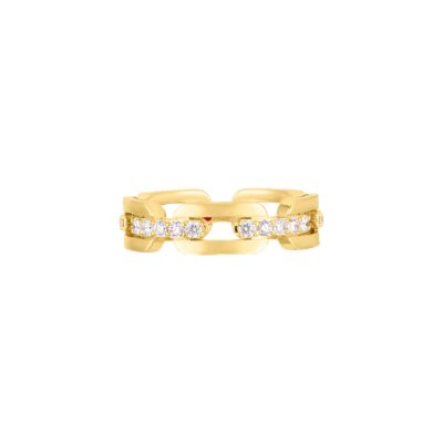 Navarra Hard Chain Link 0.55 Carats Diamond Ring in Yellow Gold