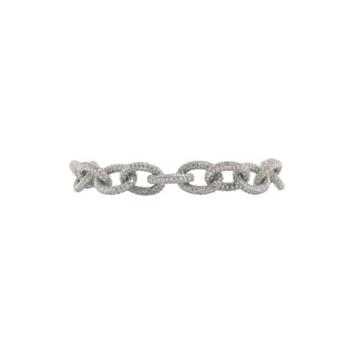 28.49 Carats Pavé-set Chain Link Bracelet in White Gold